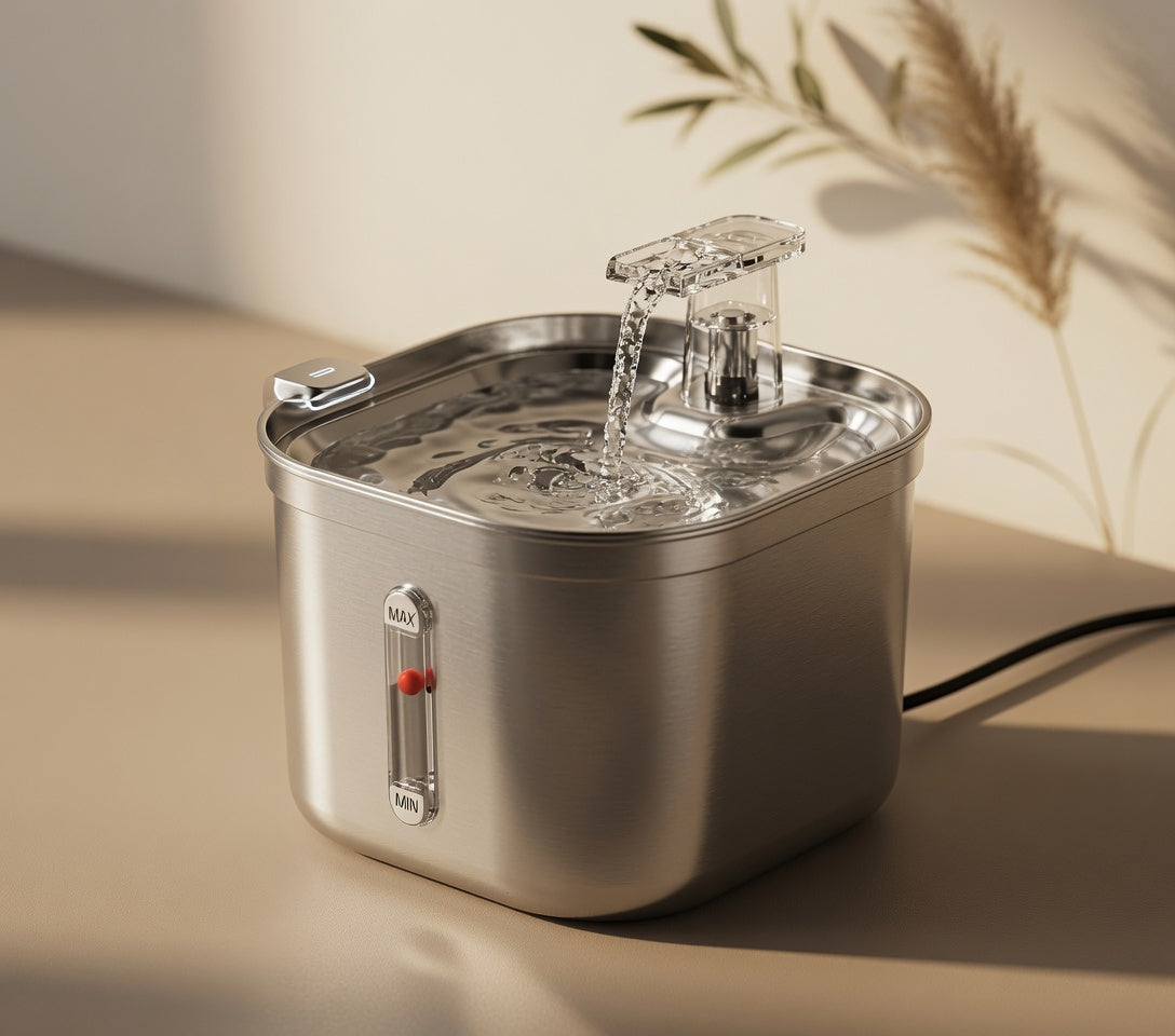 Furlyhaus 2.2L Stainless Steel Cat Water Fountain