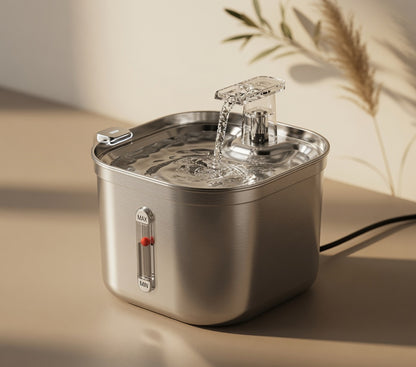 Furlyhaus 2.2L Stainless Steel Cat Water Fountain